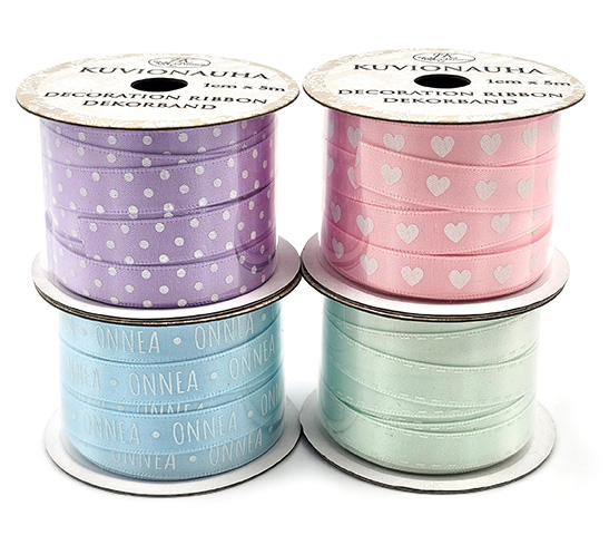Decoration ribbon 1cm x 5m pastelli