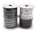 Decoration ribbon 1cm x 5m mustavalkoinen