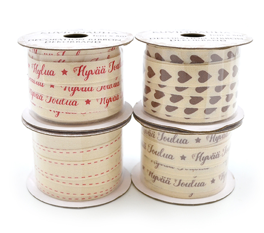 Decoration ribbon 1cm x 5m Joulu natur