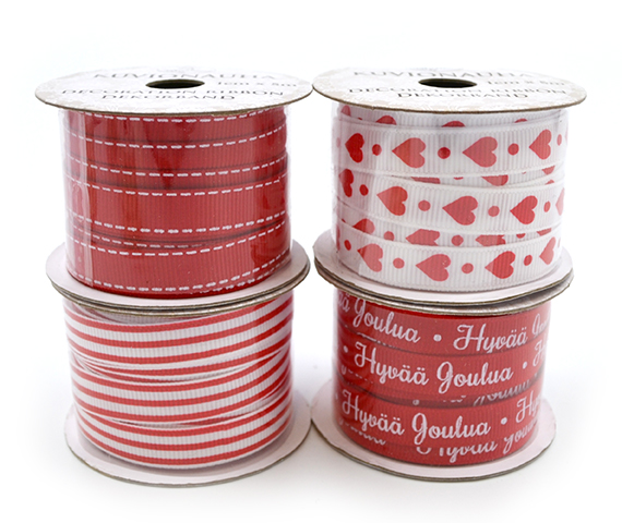 Decoration ribbon 1cm x 5m Joulu punainen