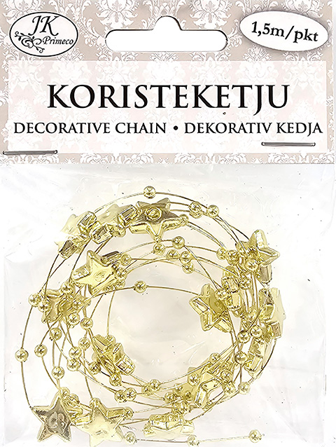 Decorative chain 1.5m Star gold