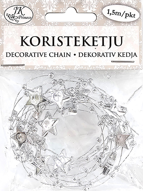 Decorative chain 1.5m Star silver