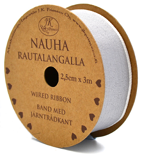 Wired ribbon 2.5cm x 3m grey