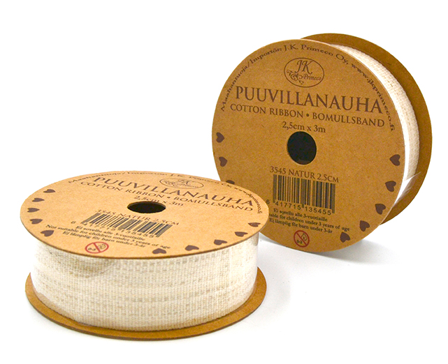 Cotton ribbon 2.5cm x 3m natural