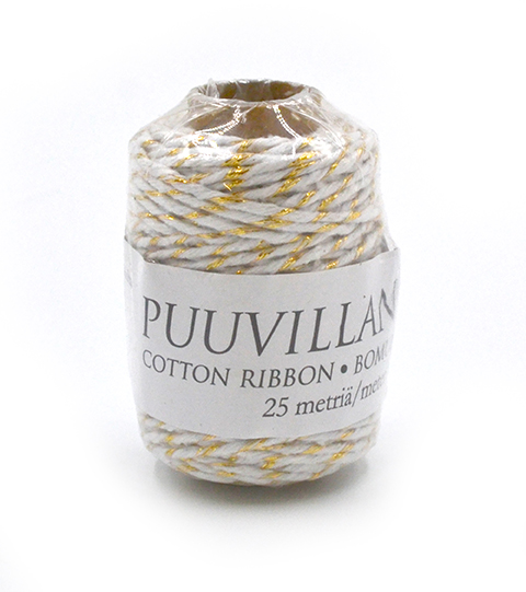 Cotton string 2mm x 25m white/gold