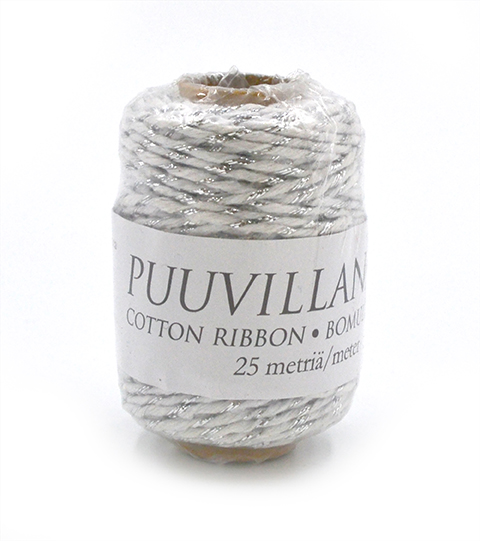 Cotton string 2mm x 25m white/silver