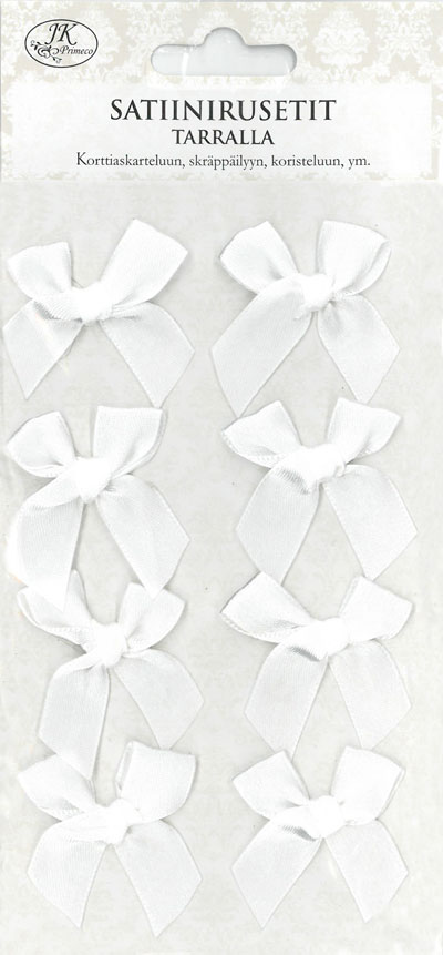 Satin bow sticker white