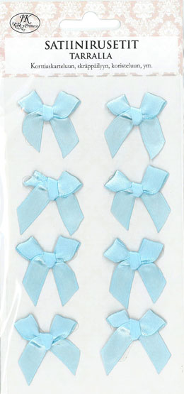Satin bow sticker light blue
