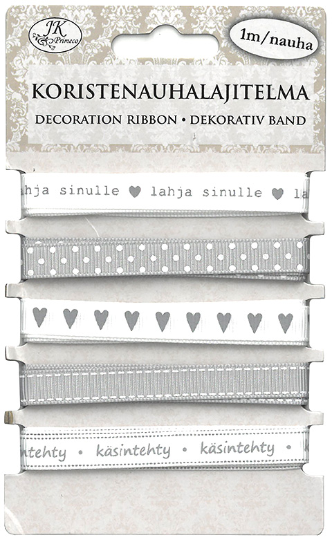 Decorative ribbon assortment harmaa