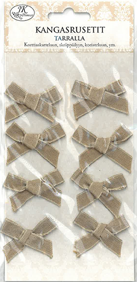 Fabric bow sticker natural