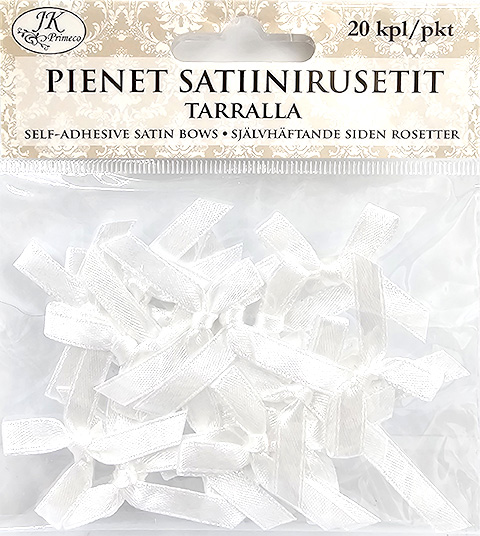 Self-adhesive small satin bow white 20pcs