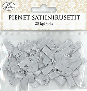 Small satin bow silver 20pcs