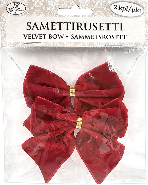 Velvet bow red 2pcs