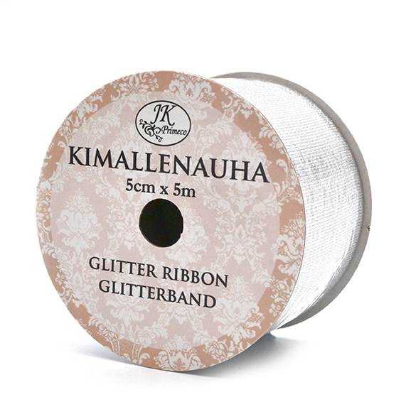 Glitter ribbon 5cm x 5m silver