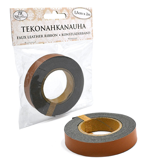 Faux leather ribbon 1.5cm x 2m brown 
