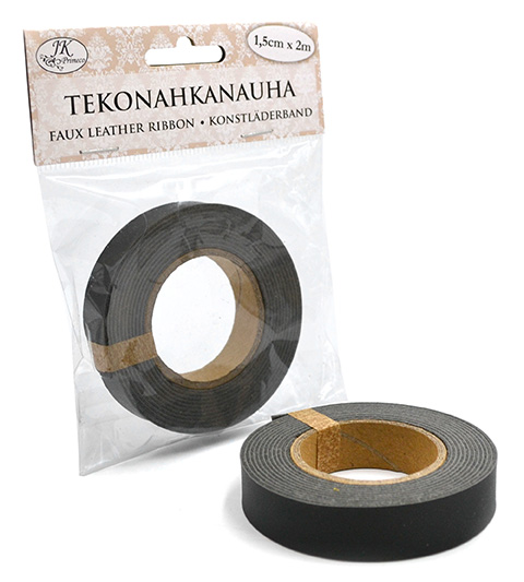 Faux leather ribbon 1.5cm x 2m black 