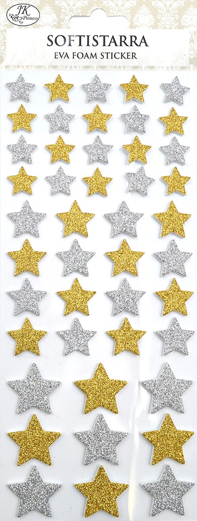 Eva foam sticker Stars gold/silver glitter