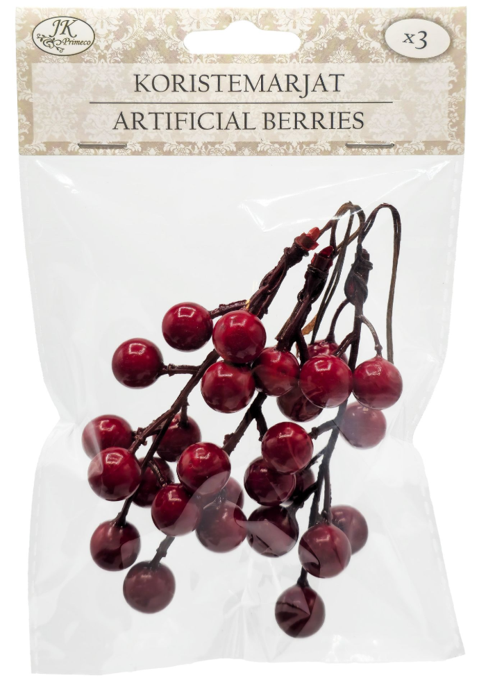 Artificial berries big red 3pcs