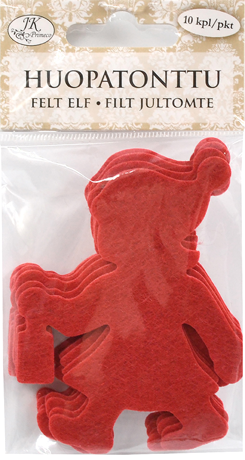 Felt Christmas gnome and lantern red 10pcs