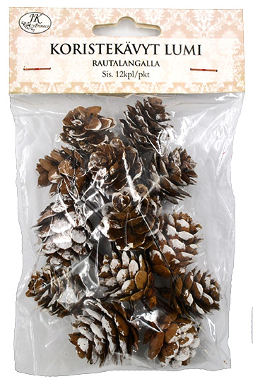 Decorative pine cones with snow 12pcs
