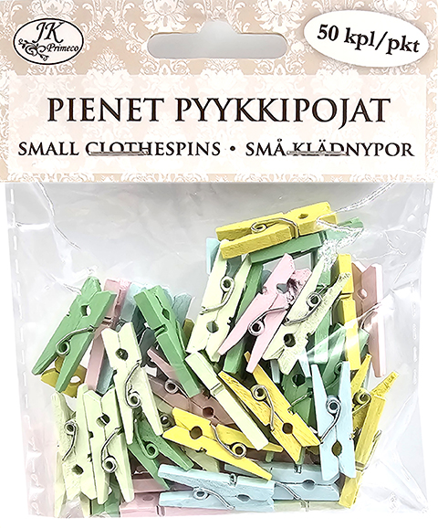 Small clothespins pastel assortment 50pcs