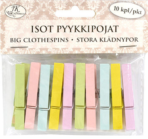 Big clothespins pastel assortment 10pcs