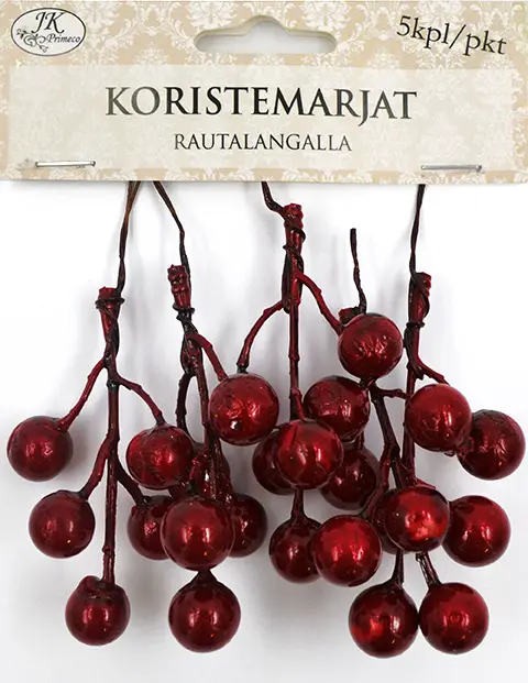 Artificial berries red 5pcs