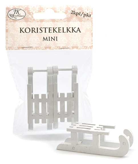 Miniature sledge small white 2pcs