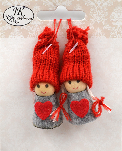 Decorative Christmas gnomes grey 2pcs