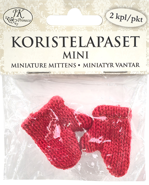 Miniature mittens red 2pcs