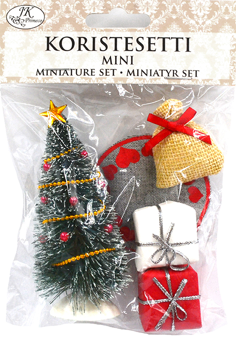 Miniature set Christmas tree and presents 5pcs