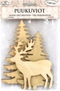 Wood decorations big Deer and spruces 3pcs