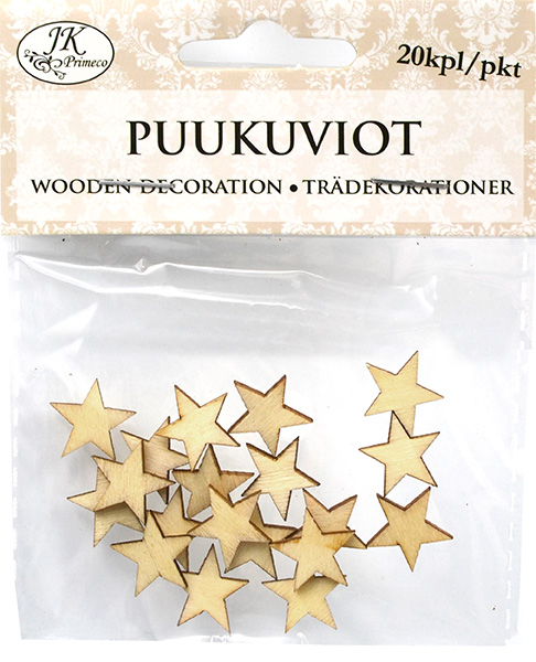 Wood decorations small stars 20pcs
