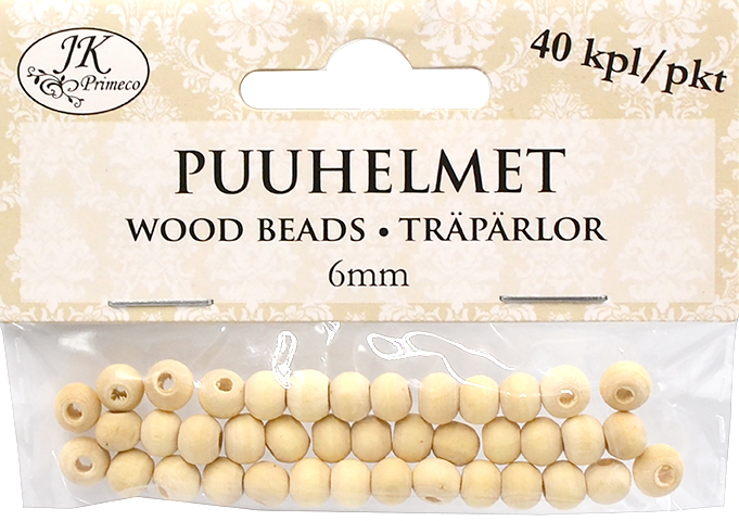 Wood beads 6mm natural 40pcs