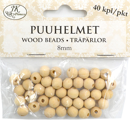 Wood beads 8mm natural 40pcs