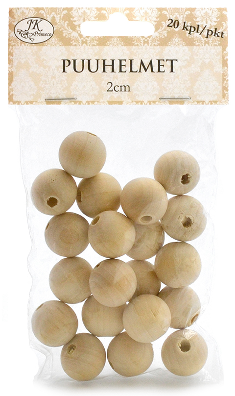 Wood beads 2cm natural 20pcs