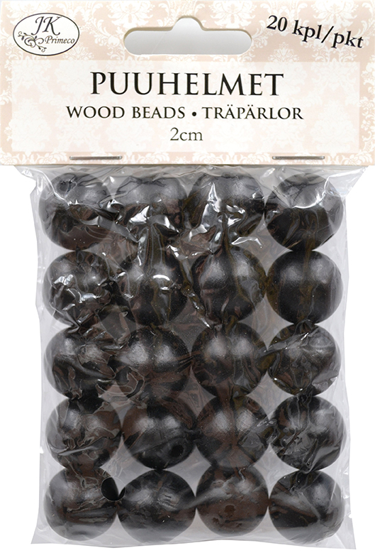 Wood beads 2cm black 20pcs