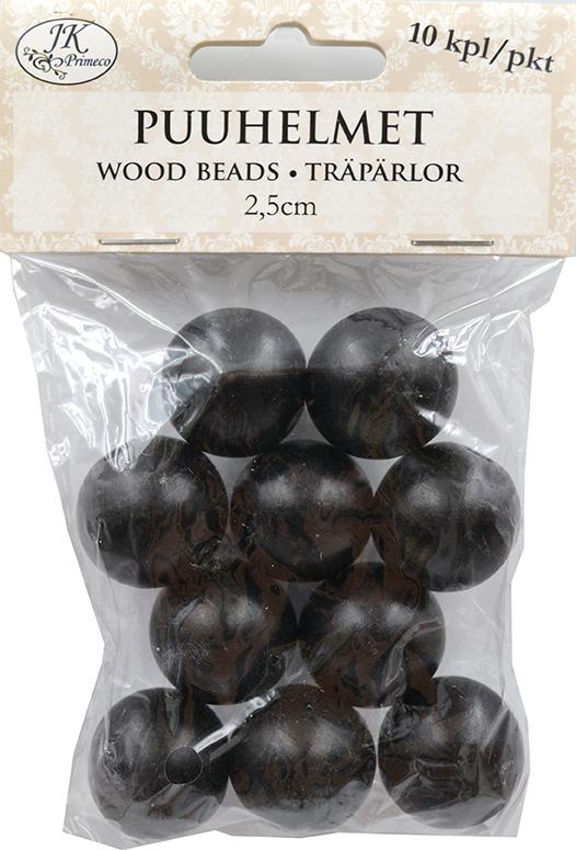 Wood beads 2.5cm black 10pcs