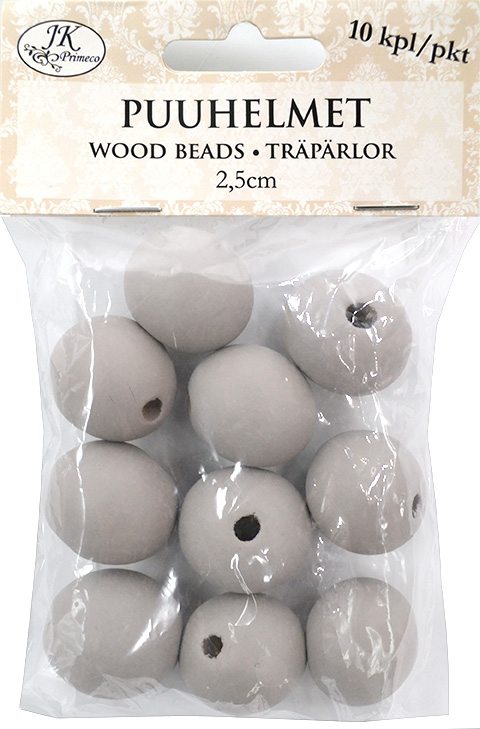 Wood beads 2.5cm grey 10pcs