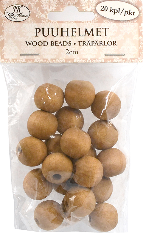 Wood beads 2cm brown 20pcs
