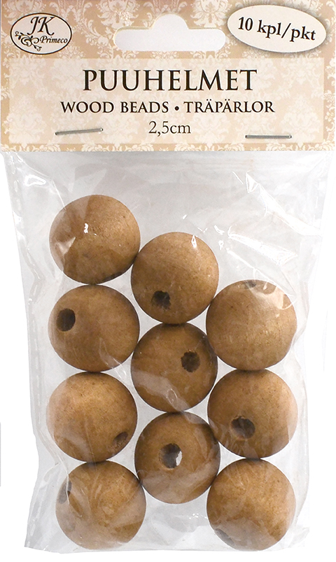 Wood beads 2.5cm brown 10pcs