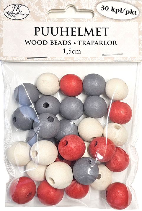Wood beads 1.5cm Christmas assortment 30pcs