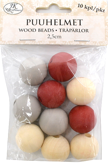 Wood beads 2.5cm Christmas assortment 10pcs
