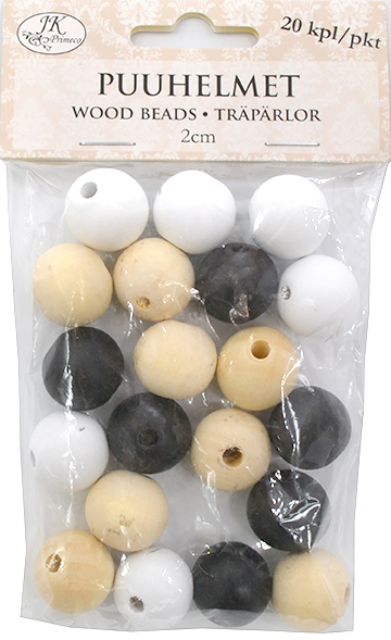 Wood beads 2cm natural assortment 20pcs