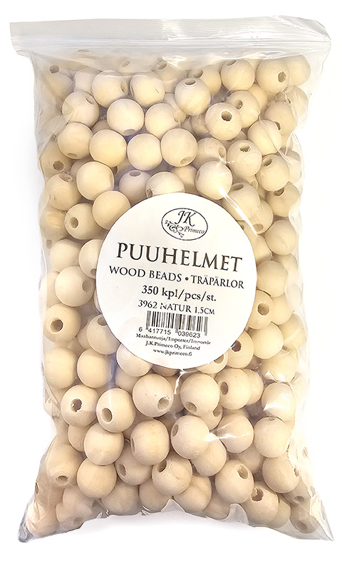Wood beads 1.5cm natural 350pcs