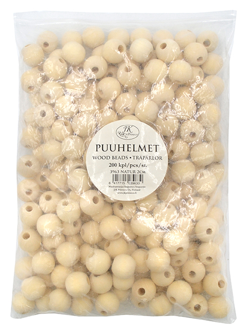 Wood beads 2cm natural 200pcs