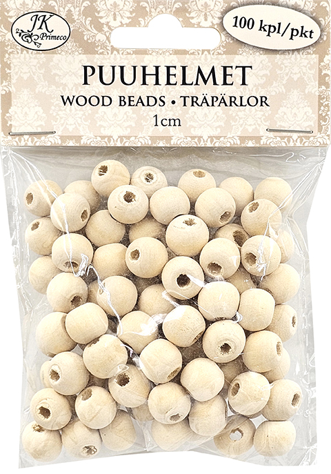 Wood beads 1cm natural 100pcs