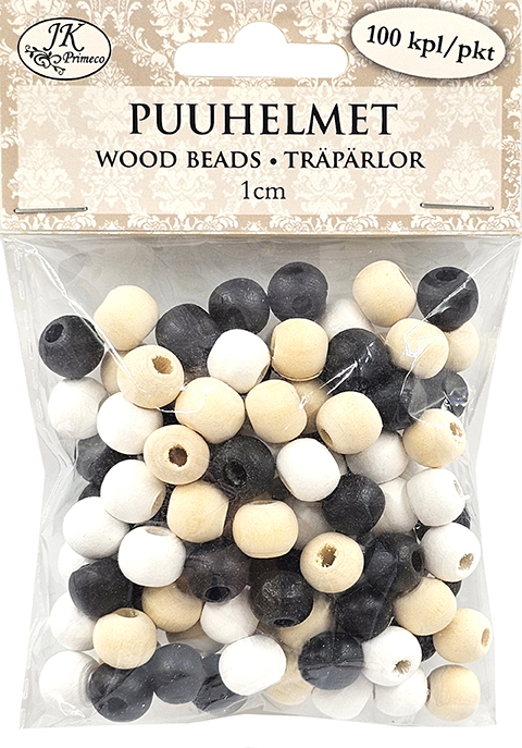 Wood beads 1cm Natural assortment 100pcs