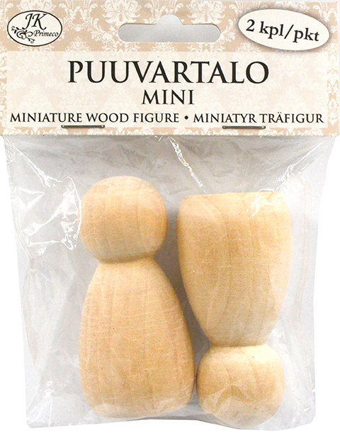 Miniature wood figure 7cm natural 2pcs
