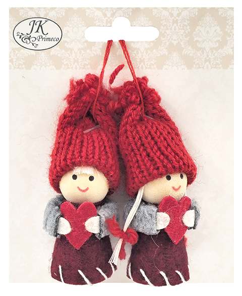 Decorative Christmas gnomes and hearts 2pcs